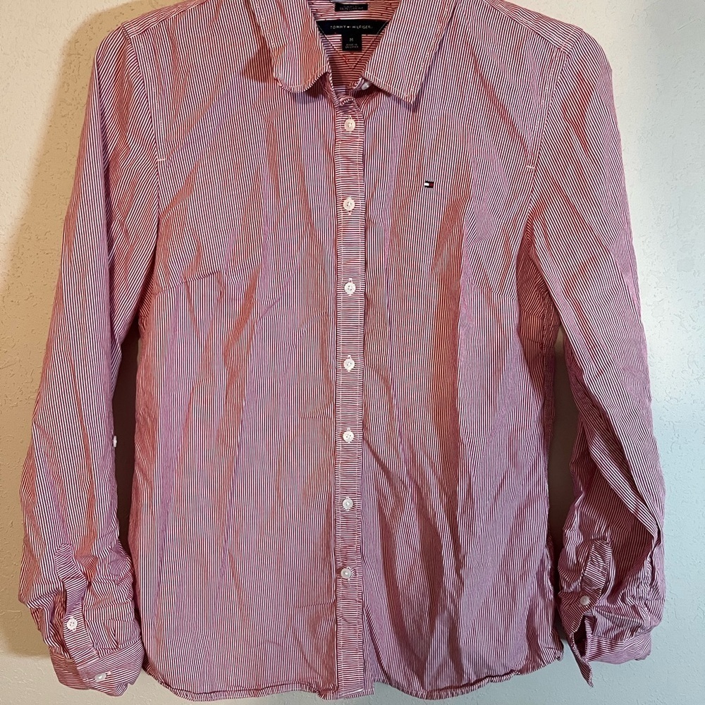 Tommy Hilfiger Men's Red Striped Shirt